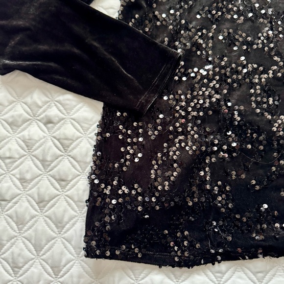 NWT Simply Vera Vera Wang Velour Sequin Mock Neck Pullover Blouse Black Sz XL - Picture 2 of 12